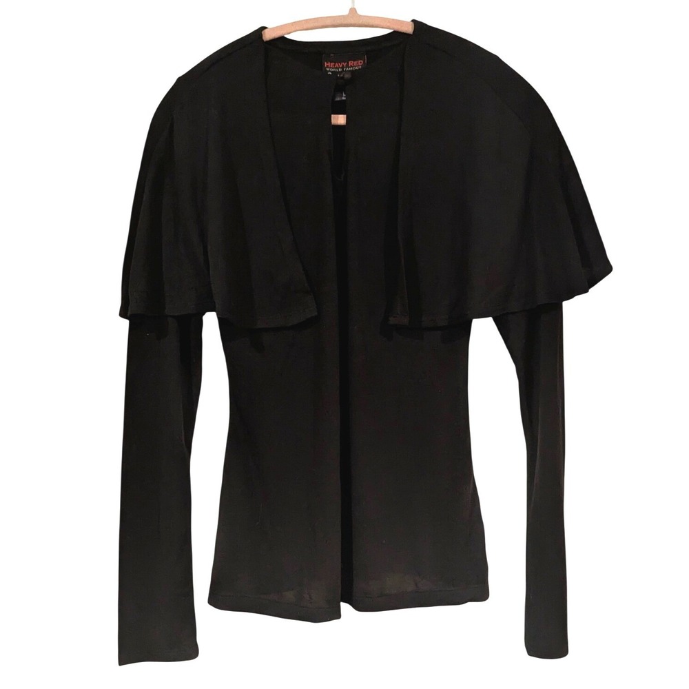 Heavy Red Couture Noir Capelet Top L Black Gothic Victorian Long Sleeve Ondine